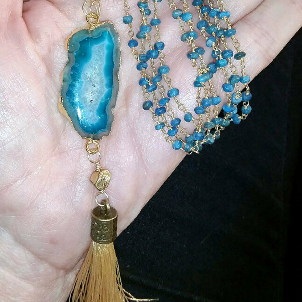 Blue Agate Druzy Pendant